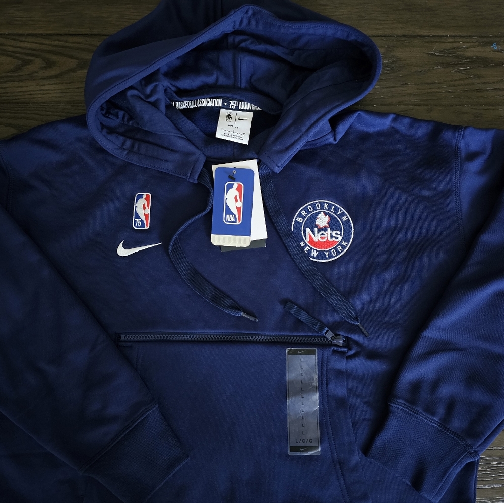 NWT brooklyn nets fleece hoodie 75th anniversary